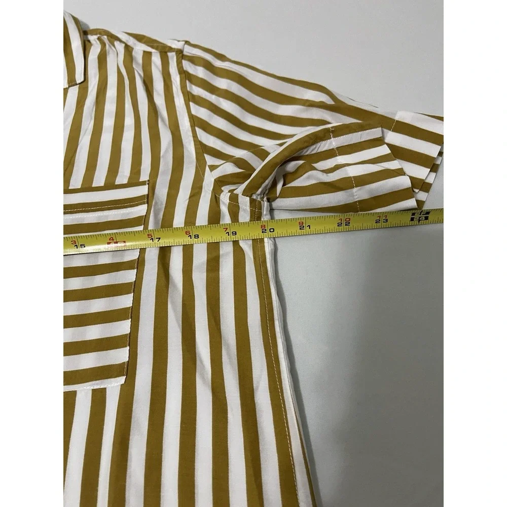 AYR Women's The Deep End Yellow White Striped Buttoned Down Silk Blend Shirt‎ S - Picture 6 of 8